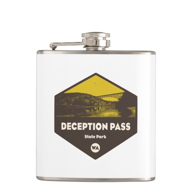Deception Pass State Park Washington Hip Flask (Front)