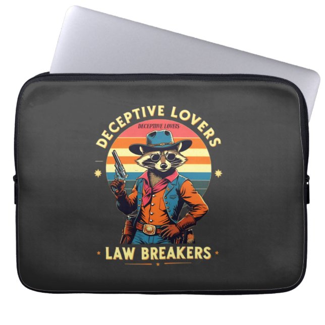🐾 "Deceptive Lovers, Law Breakers" – Raccoon 🔥🤠 Laptop Sleeve (Front)
