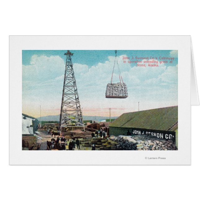 Déchargement du grain sur le téléphérique de Swens (Devant horizontal)