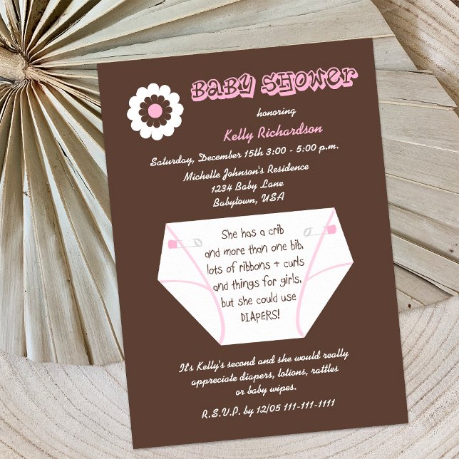 Déchets Second Baby Girl Douche Invitation (Créateur téléchargé)