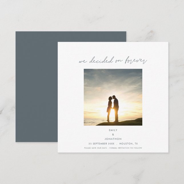 Decided on Forever Photo Minimalist Save The Date (Front/Back)
