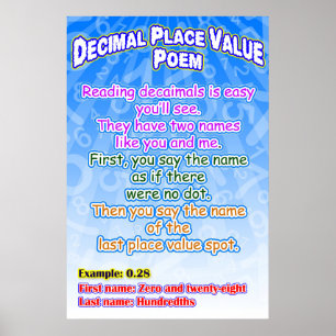 Decimal Place Value Poem = Poster/Anchor Chart