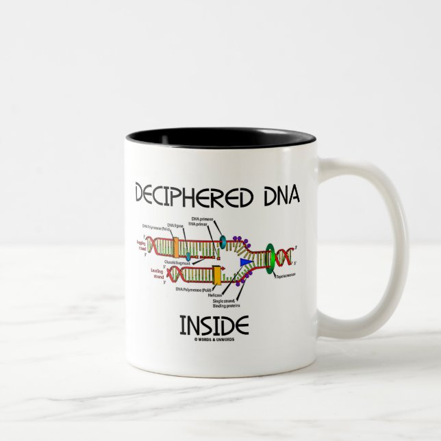 Deciphered DNA Inside (DNA Replication Humour) Two-Tone Coffee Mug (Right)