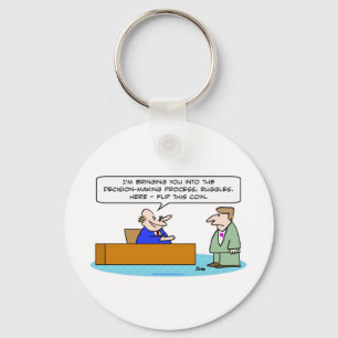 decision making process flip coin keychain