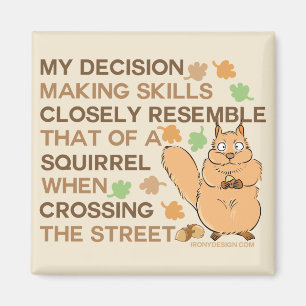 Decision Making Skills Squirrel Humour Beige Magnet