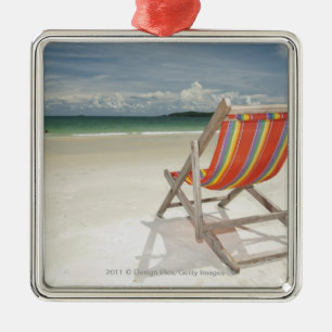 Deck Chair On The White Sand Of Samui Beach Metal Ornament