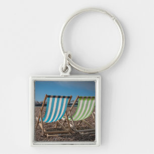 Deck Chairs Looking At The Sea Keychain