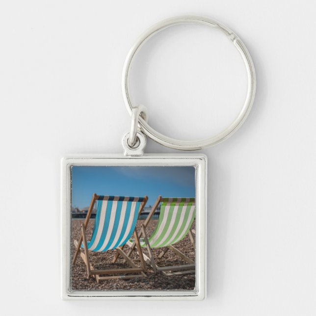 Deck Chairs Looking At The Sea Keychain (Front)
