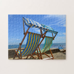 Deck Chairs on a Beach Jigsaw Puzzle