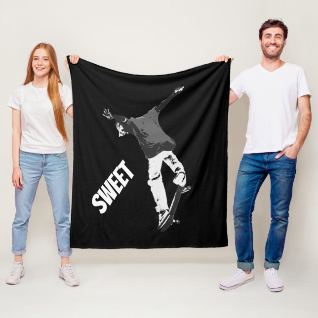 "Deck Flipping" Skateboarding Stunt Fleece Blanket (In Situ)