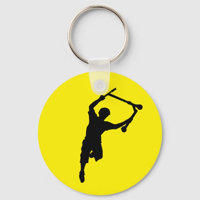 Deck Grabbing Champion Stunt Scooter Rider Keychain (Front)