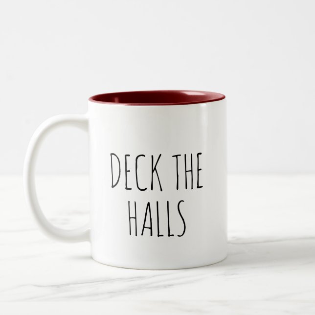 Deck Les Halls Simple Mug De Café À Deux Tons (Gauche)
