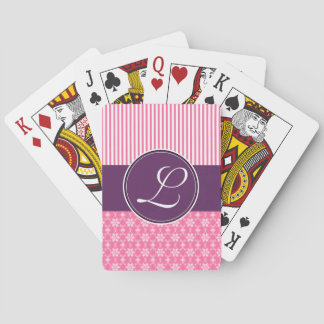 Deck of Cards, Custom Monogram Purple Pink Pattern Playing Cards