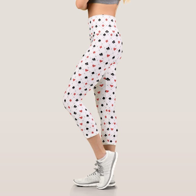 Deck of Cards Pattern Capri Leggings (Left)