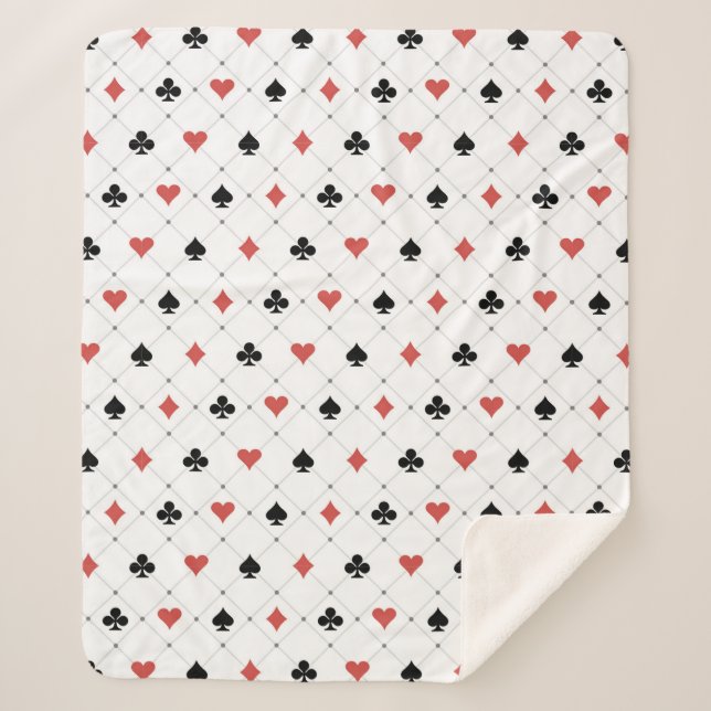 Deck of Cards Pattern Sherpa Blanket (Front)