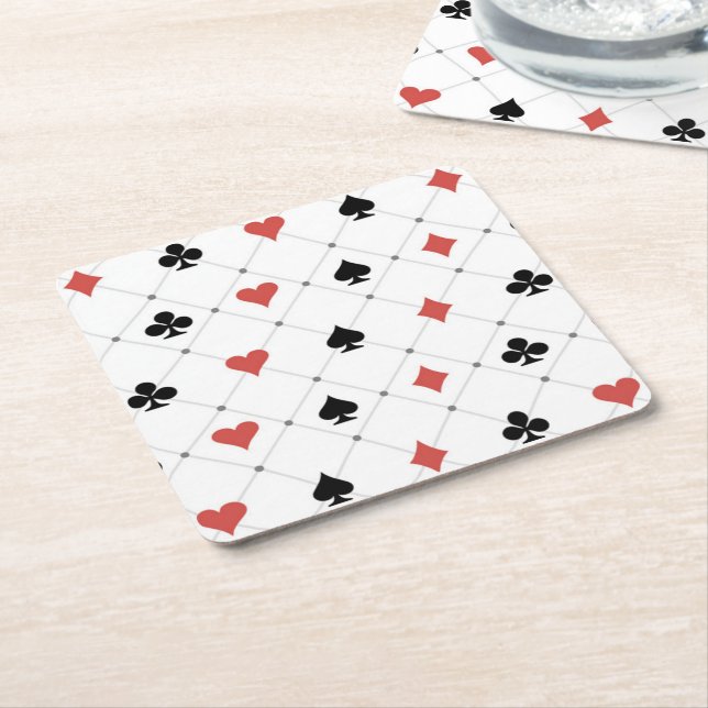 Deck of Cards Pattern Square Paper Coaster (Angled)