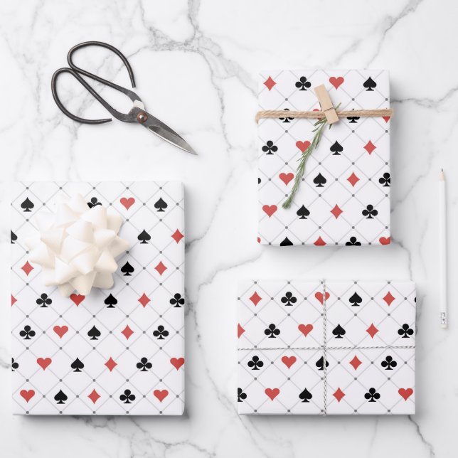 Deck of Cards Pattern Wrapping Paper Sheet (Front)