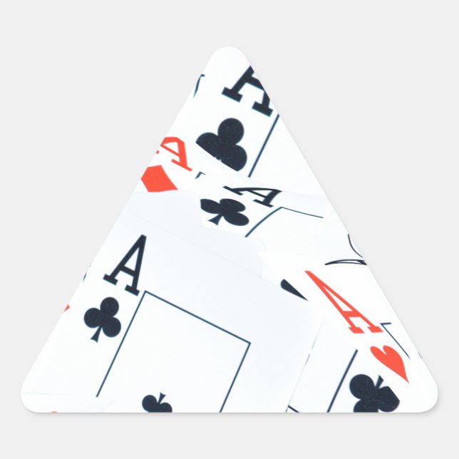 "Deck of Destiny: Layered Aces in a Poker Shuffle" Triangle Sticker (Front)