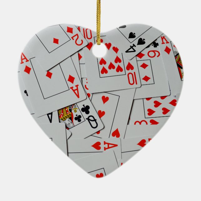 Deck Of Scatter Playing Cards Pattern, Ceramic Ornament (Back)