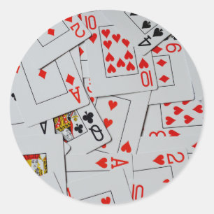 Deck Of Scatter Playing Cards Pattern, Classic Round Sticker