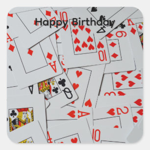 Deck Of Scattered Playing Cards, Birthday Stickers