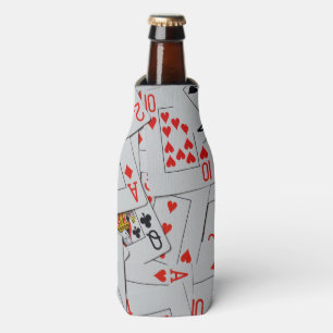 Deck Of Scattered Playing Cards Pattern, Bottle Cooler