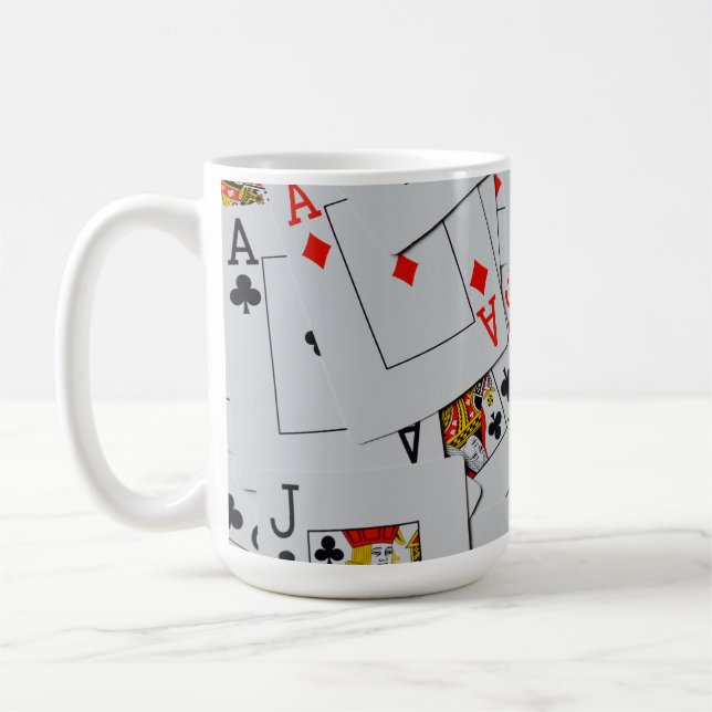 Deck Of Scattered Playing Cards Pattern, Coffee Mug (Left)