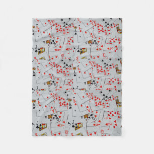 Deck Of Scattered Playing Cards Pattern, Fleece Blanket