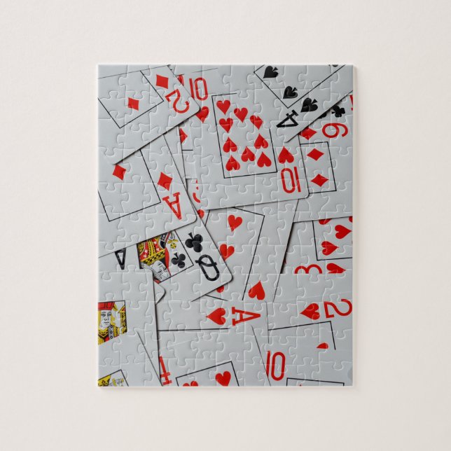 Deck Of Scattered Playing Cards Pattern, Jigsaw Puzzle (Vertical)