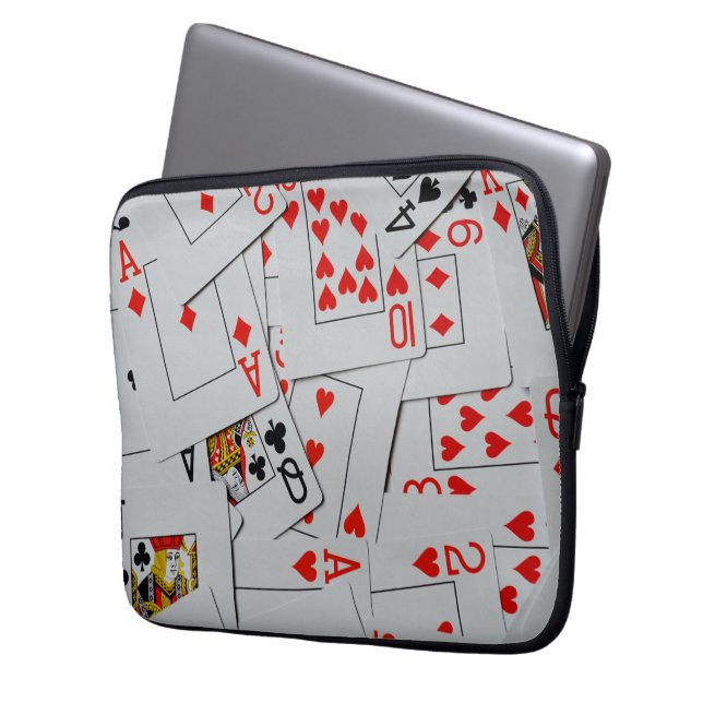 Deck Of Scattered Playing Cards Pattern, Laptop Sleeve (Front Left)