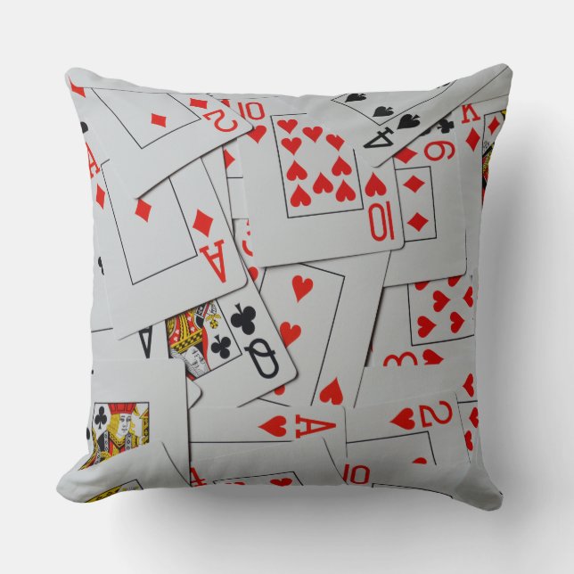 Deck Of Scattered Playing Cards Pattern, Throw Pillow (Front)