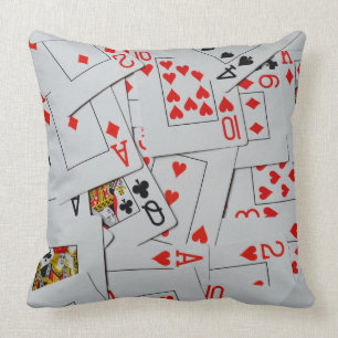 Deck Of Scattered Playing Cards Pattern, Throw Pillow
