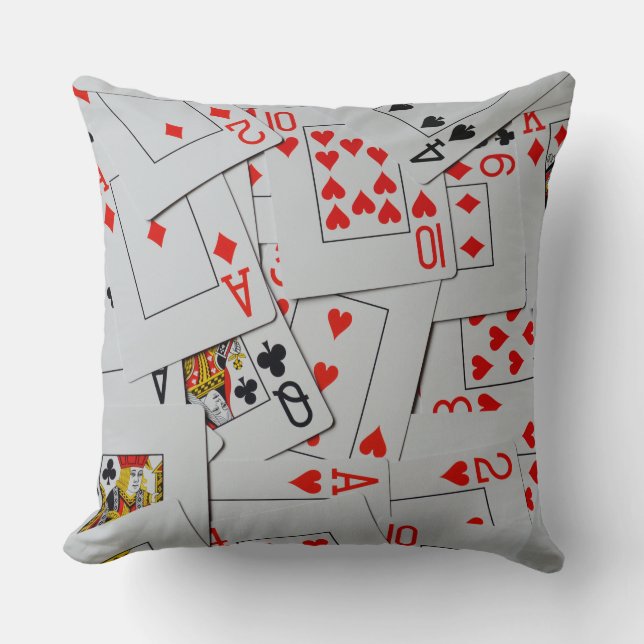 Deck Of Scattered Playing Cards Pattern, Throw Pillow (Front)