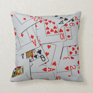 Deck Of Scattered Playing Cards Pattern, Throw Pillow