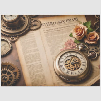 deck paper, SteamFunk Clock 1 Tissue Paper