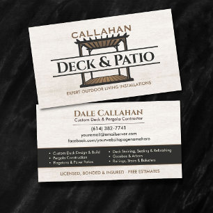 Deck & Patio Contractor Light Wood Business Card
