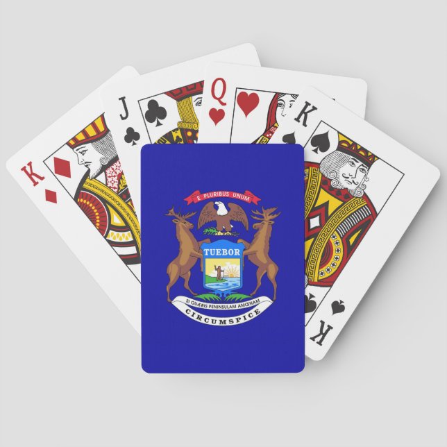 Deck Playing Cards with Flag of Michigan (Back)