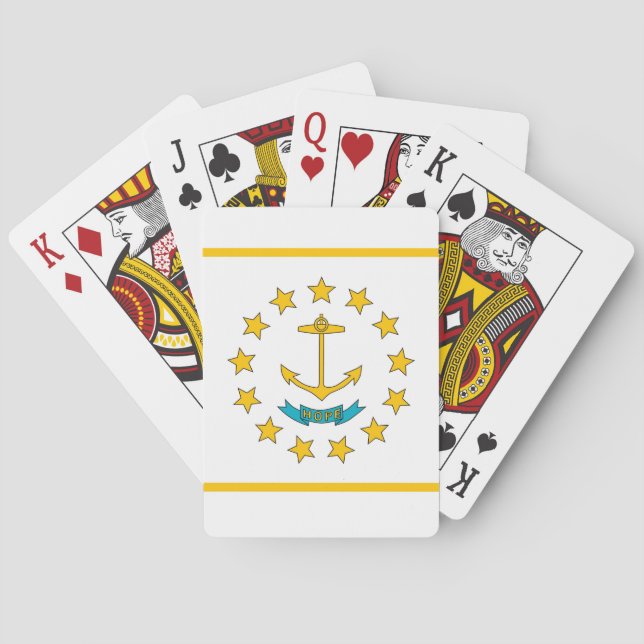 Deck Playing Cards with Flag of Rhode Island (Back)