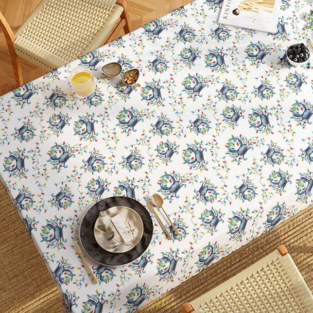 Deck the Claws Coastal Christmas Crab Tablecloth (Creator Uploaded)