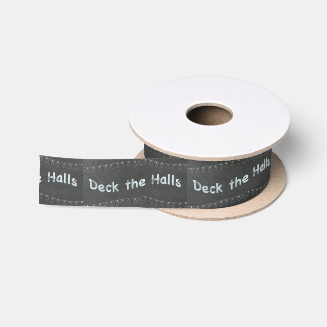 Deck the Halls Chalkboard Satin Ribbon (Spool)