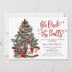 Deck the Halls Christmas Bridal Shower Invitation