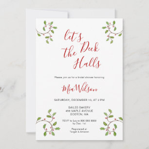 Deck the Halls Christmas Bridal shower Invitation