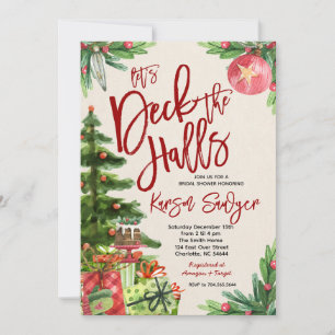 Deck the Halls Christmas Bridal Shower Invitation