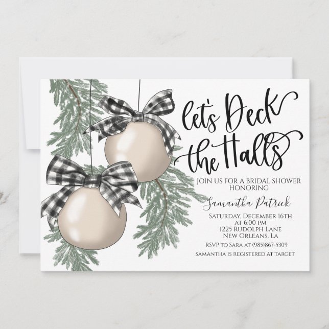 Deck the Halls Christmas Bridal Shower Invitation (Devant)