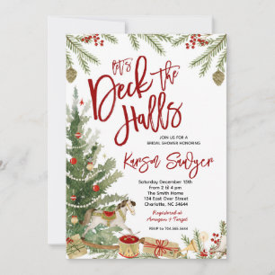 Deck the Halls Christmas Bridal Shower Invitation