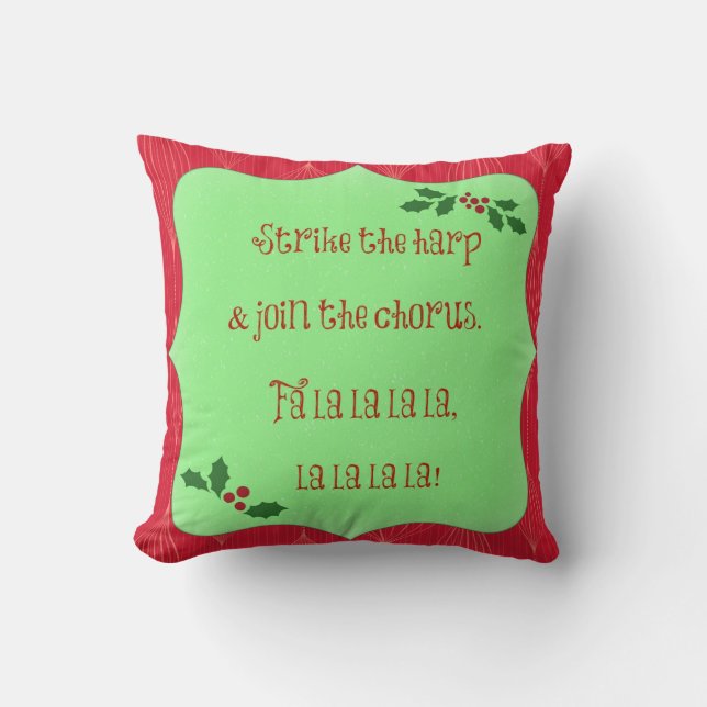 Deck the Halls Christmas Holliday Pillow (Front)