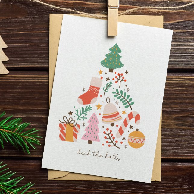 Deck the Halls Christmas Tree Decoration Holiday Card (Creator Uploaded)