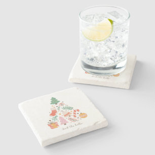 Deck the Halls Christmas Tree Decoration Holiday Stone Coaster