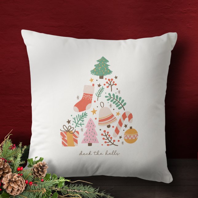 Deck the Halls Christmas Tree Decoration Holiday Throw Pillow (Creator Uploaded)