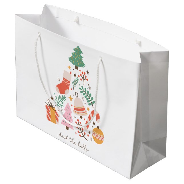 Deck The Halls Christmas Tree  Large Gift Bag (Back Angled)